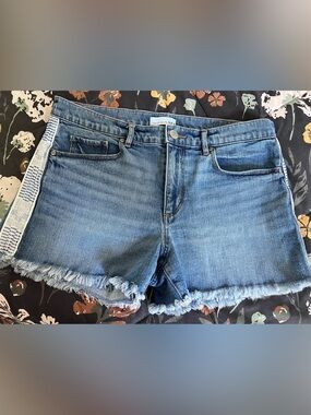 LOFT Women's High Rise Blue Distressed Denim Shorts